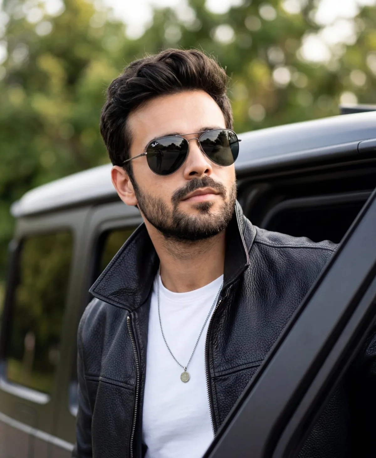 Curated Cinematic Portrait of a Stylish Man in Aviators
