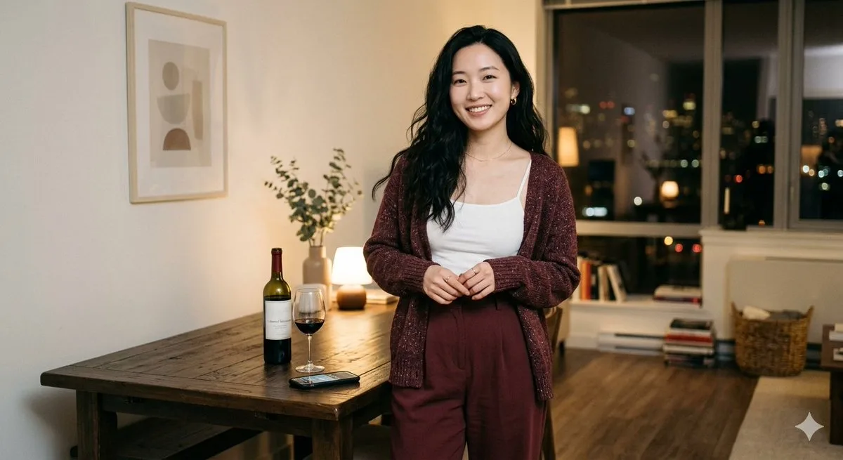 Young Asian Beauty in Casual Night Scene: A Premium Take