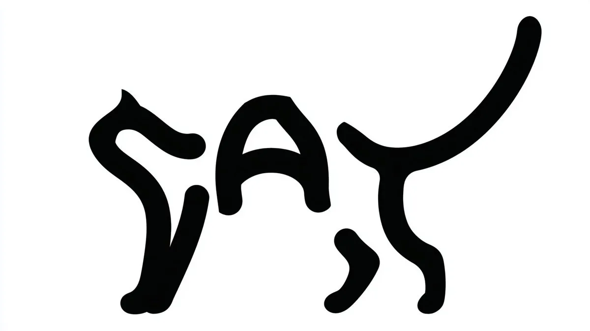 进阶风单色文字猫咪插画