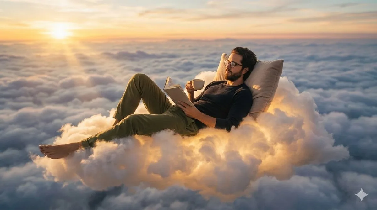 Dreamy cloud photo self-portrait: A Editorial Take