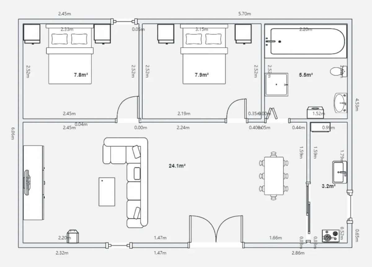 Hard Furnishing Preview (Floor Plan to Design) - Editorial Style