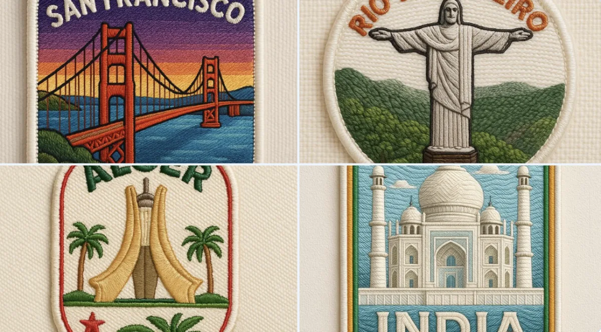 A Studio-Grade City Embroidery Sticker Photos