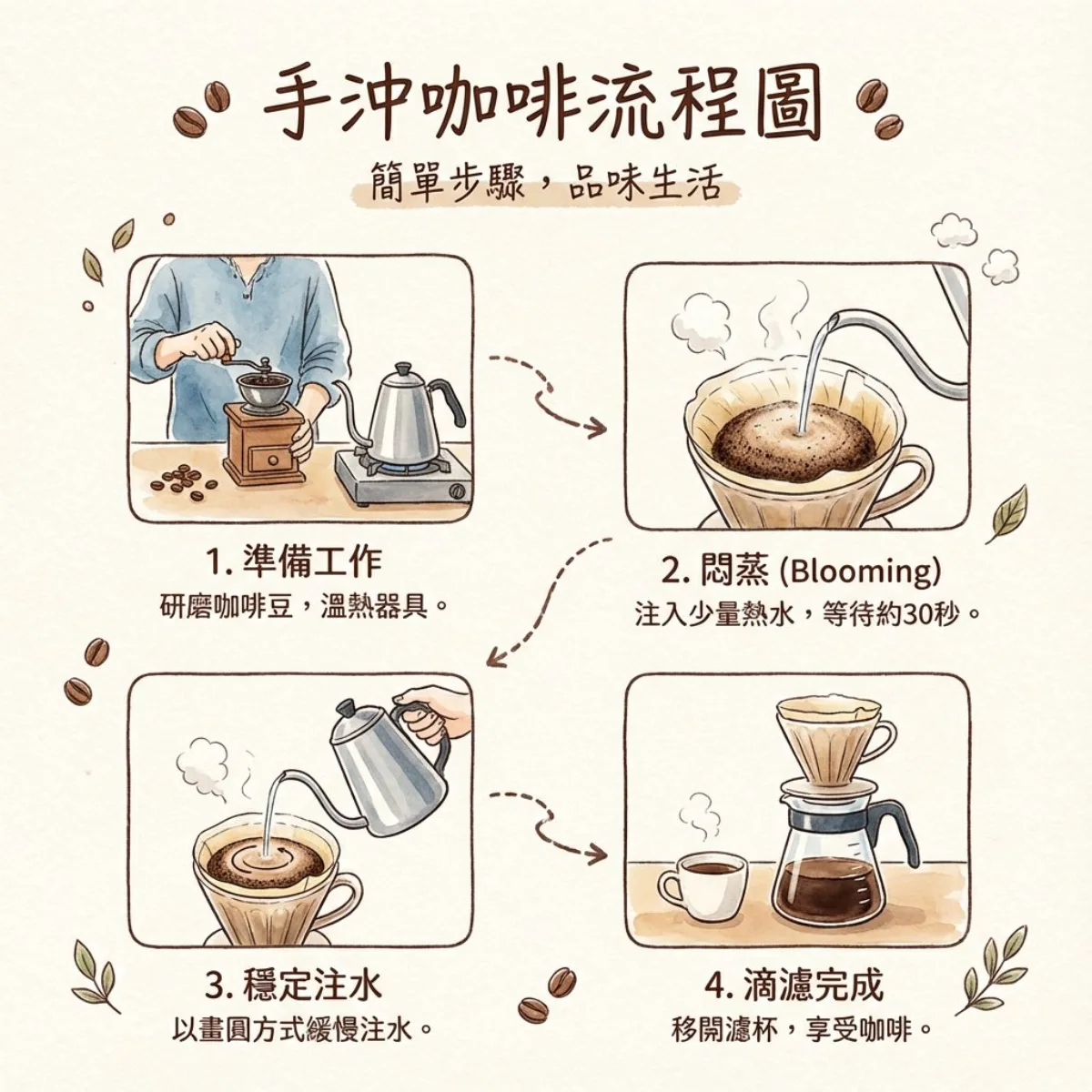Hand-drip coffee flowchart prompt