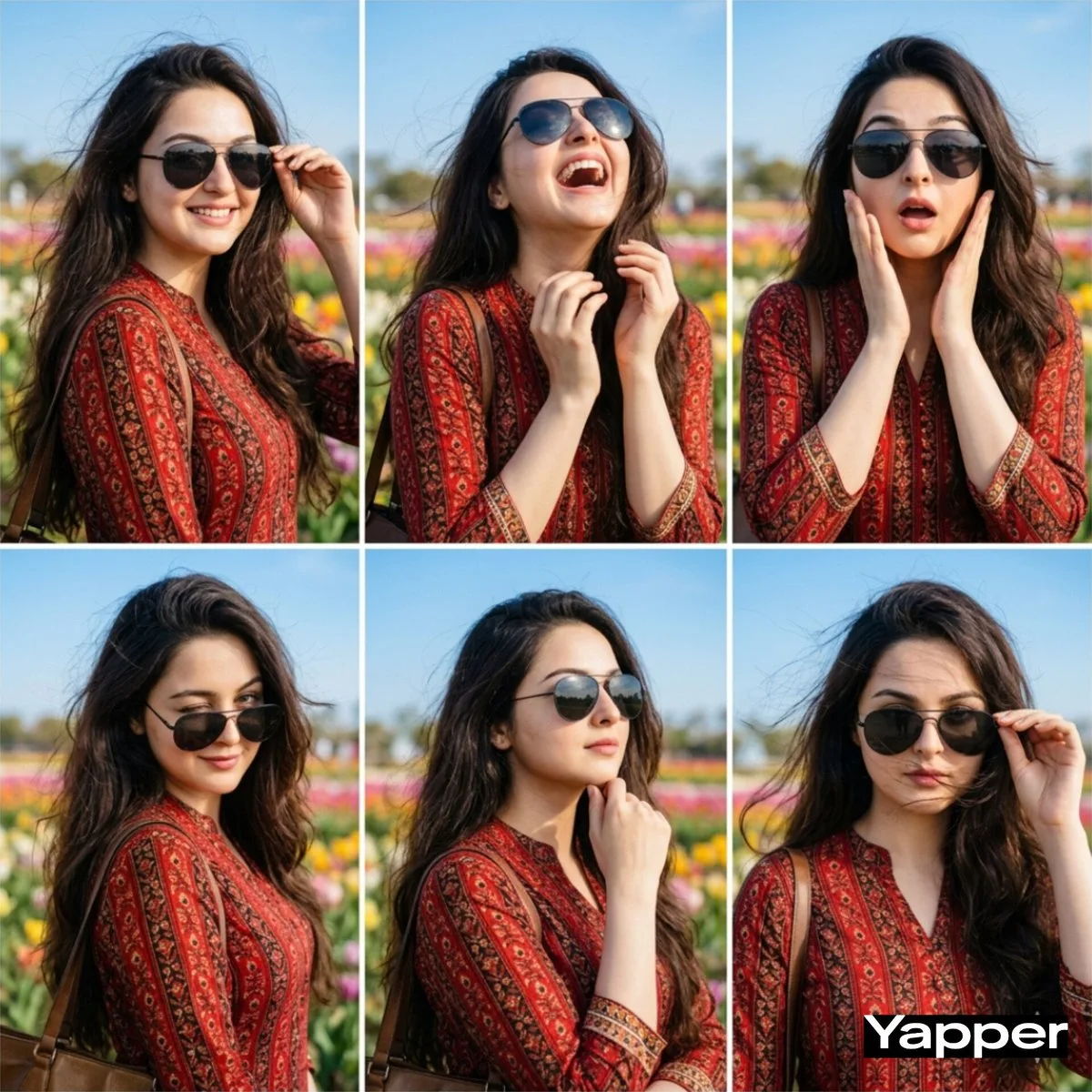 女性肖像拼贴画：多变表情