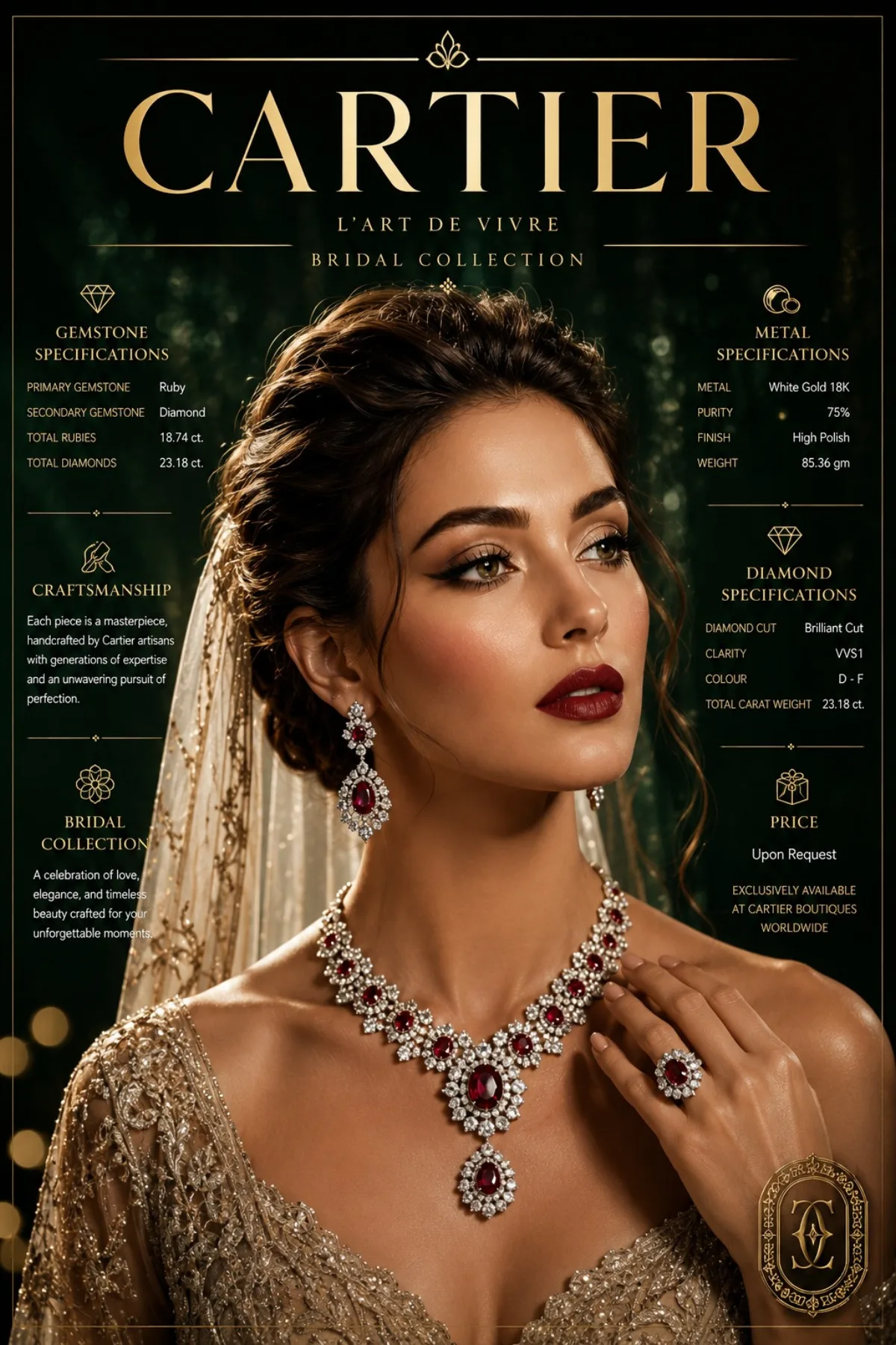 Luxury Bridal Jewelry Campaign Poster - Crafted Style