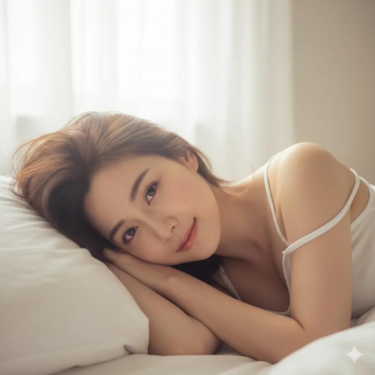 Sleepy Girl on White Pillow - Signature Style
