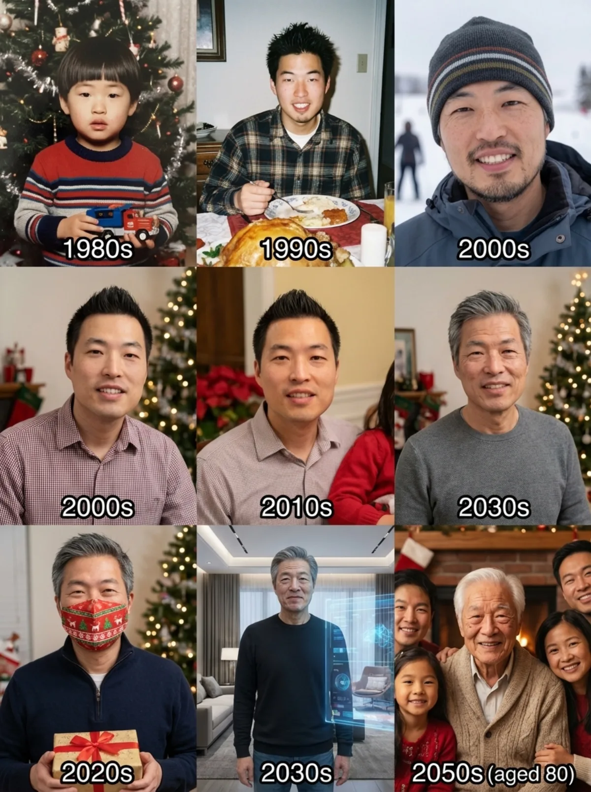 主图风出生到80岁各个年龄段的节日照片