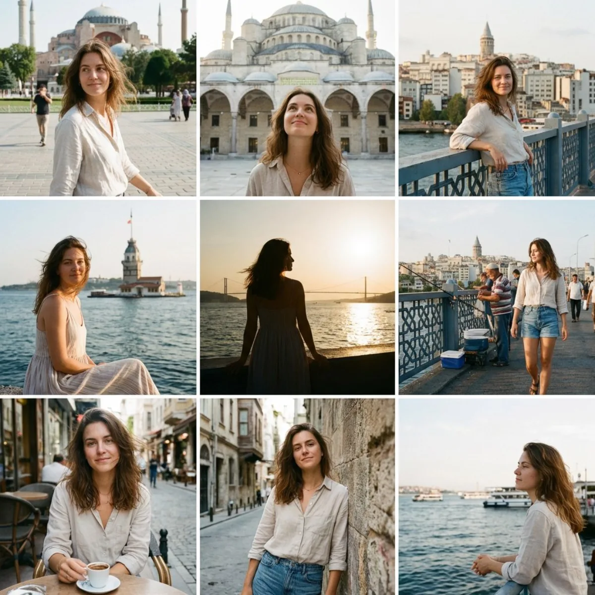 伊斯坦布尔旅行的性感女性Instagram九宫格