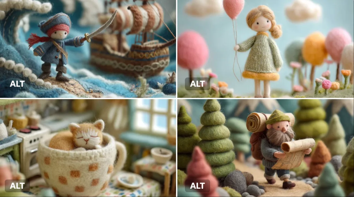 Premium Mini Felted Wool Figures