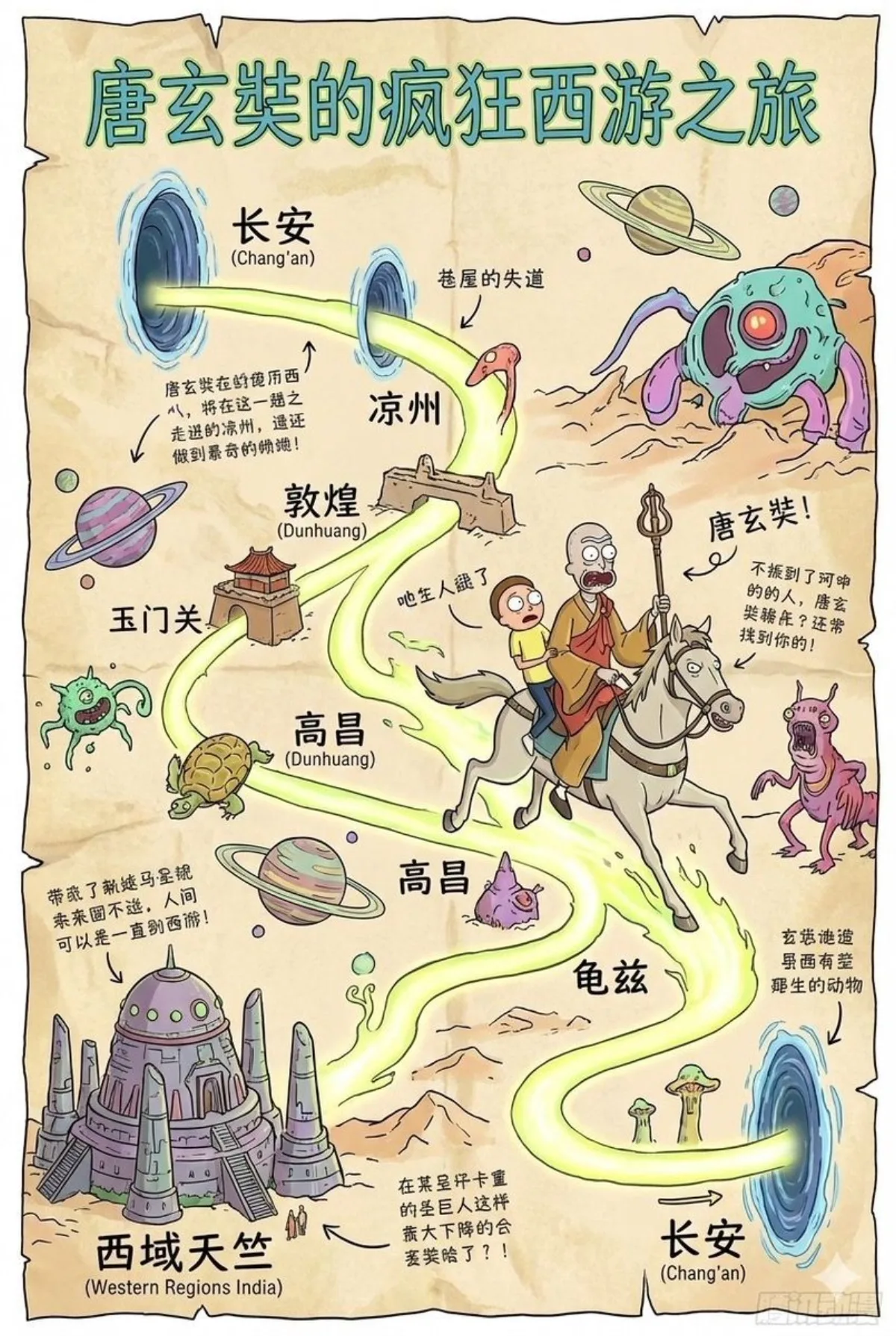 瑞克与莫蒂风格的西游路线