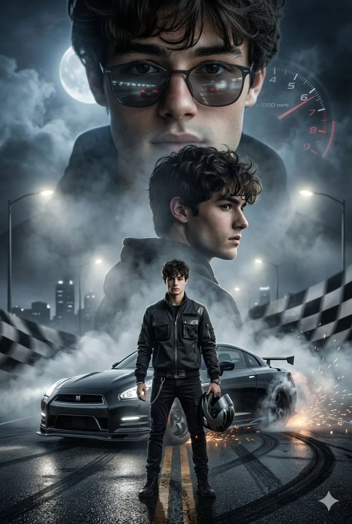 Hyper-Realistic Cinematic Underground Racing Poster