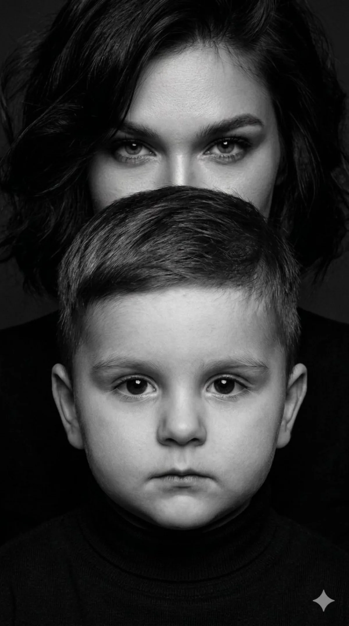 Black and White Mother-Child Studio Portrait (Studio-Grade)