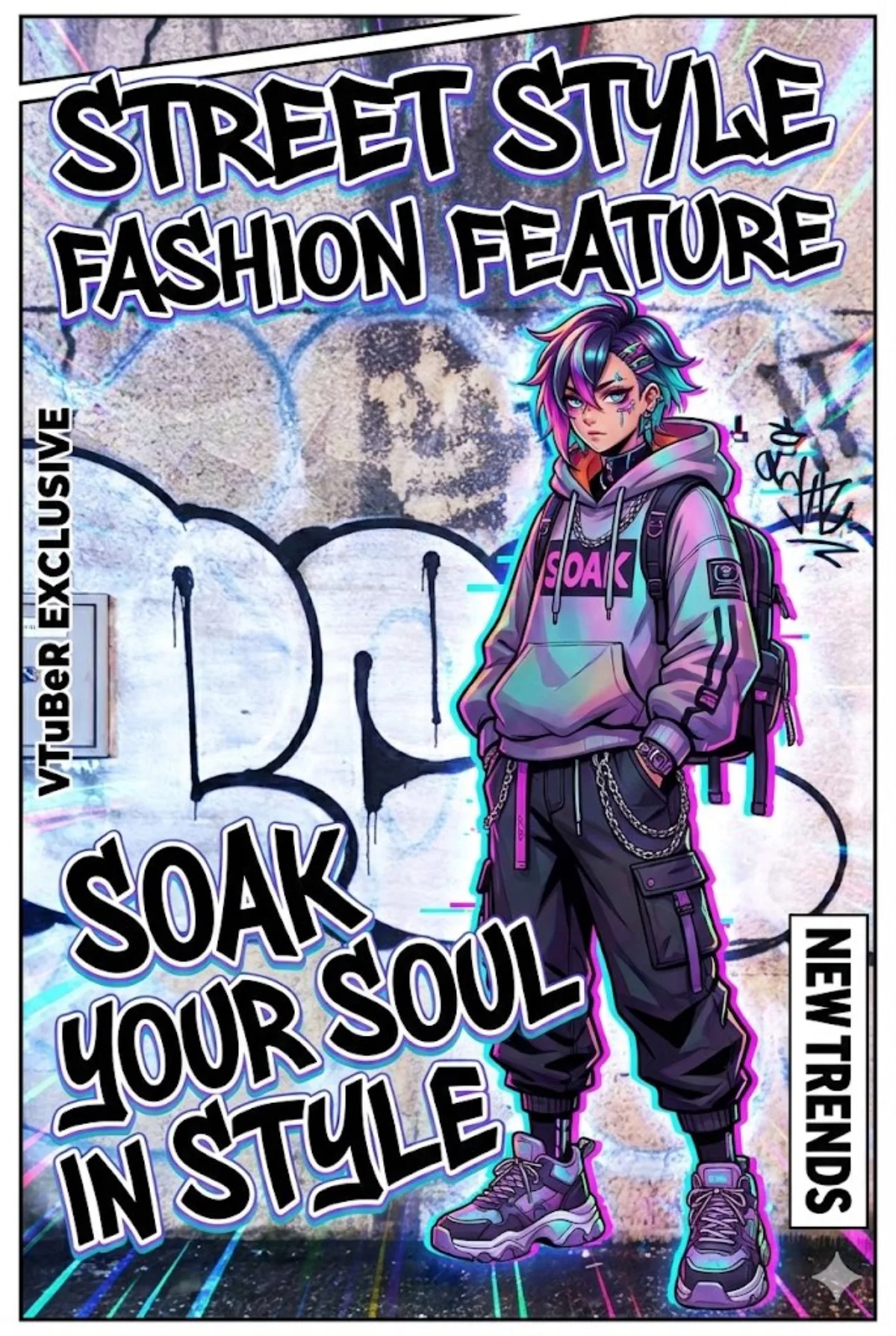 VTuber thumbnail composition prompt on street background