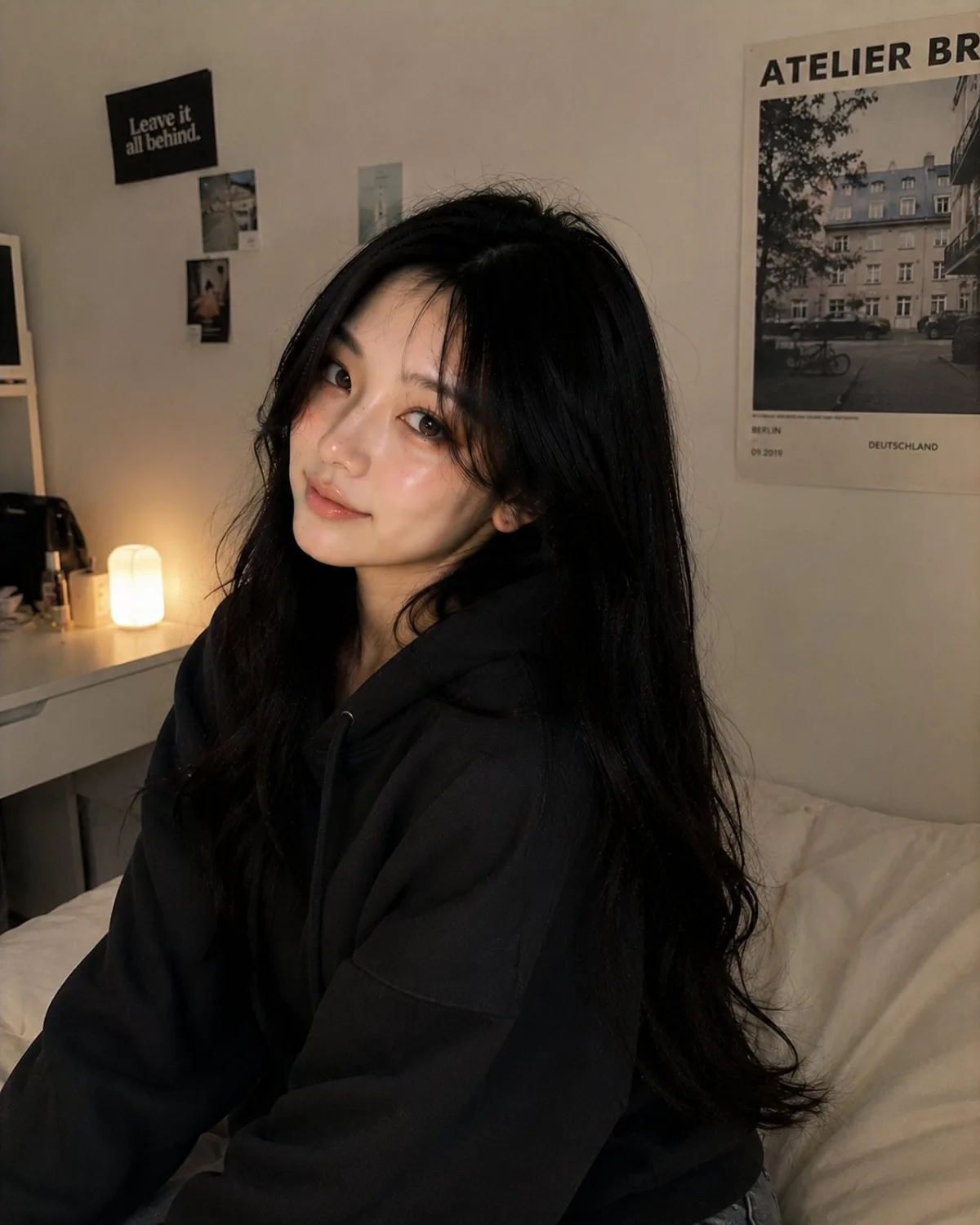 Ultra Realistic Cozy Bedroom Korean Girl Portrait