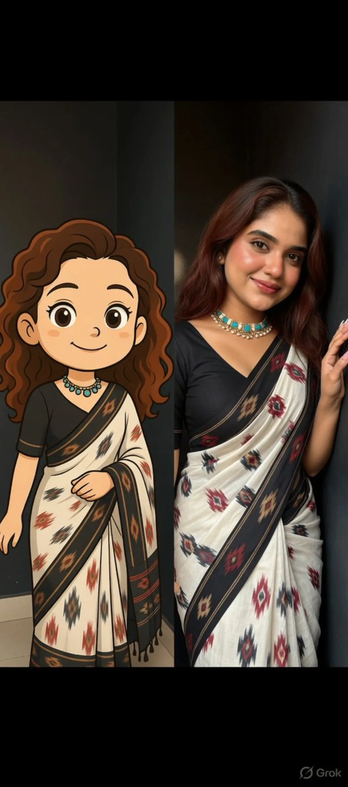 A Hero Side-by-Side Realistic and Cartoon Portrait