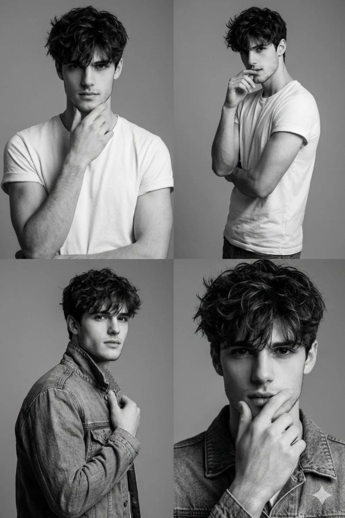 Black-and-White Studio Photoshoot Collage - Editorial Style