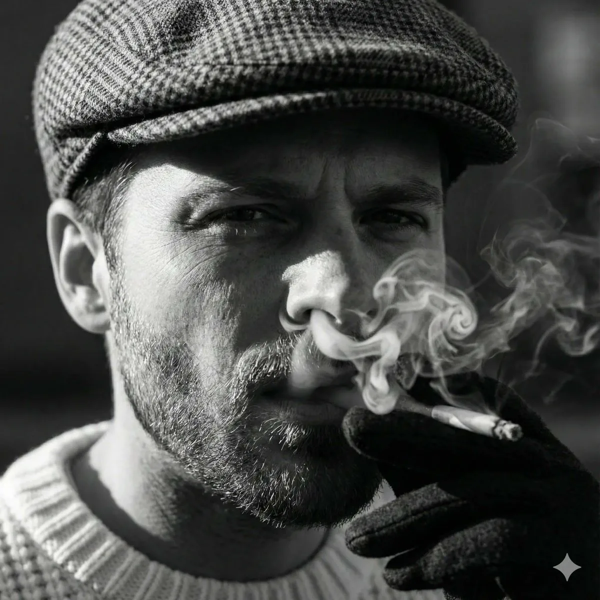 Vintage Black and White Dramatic Portrait