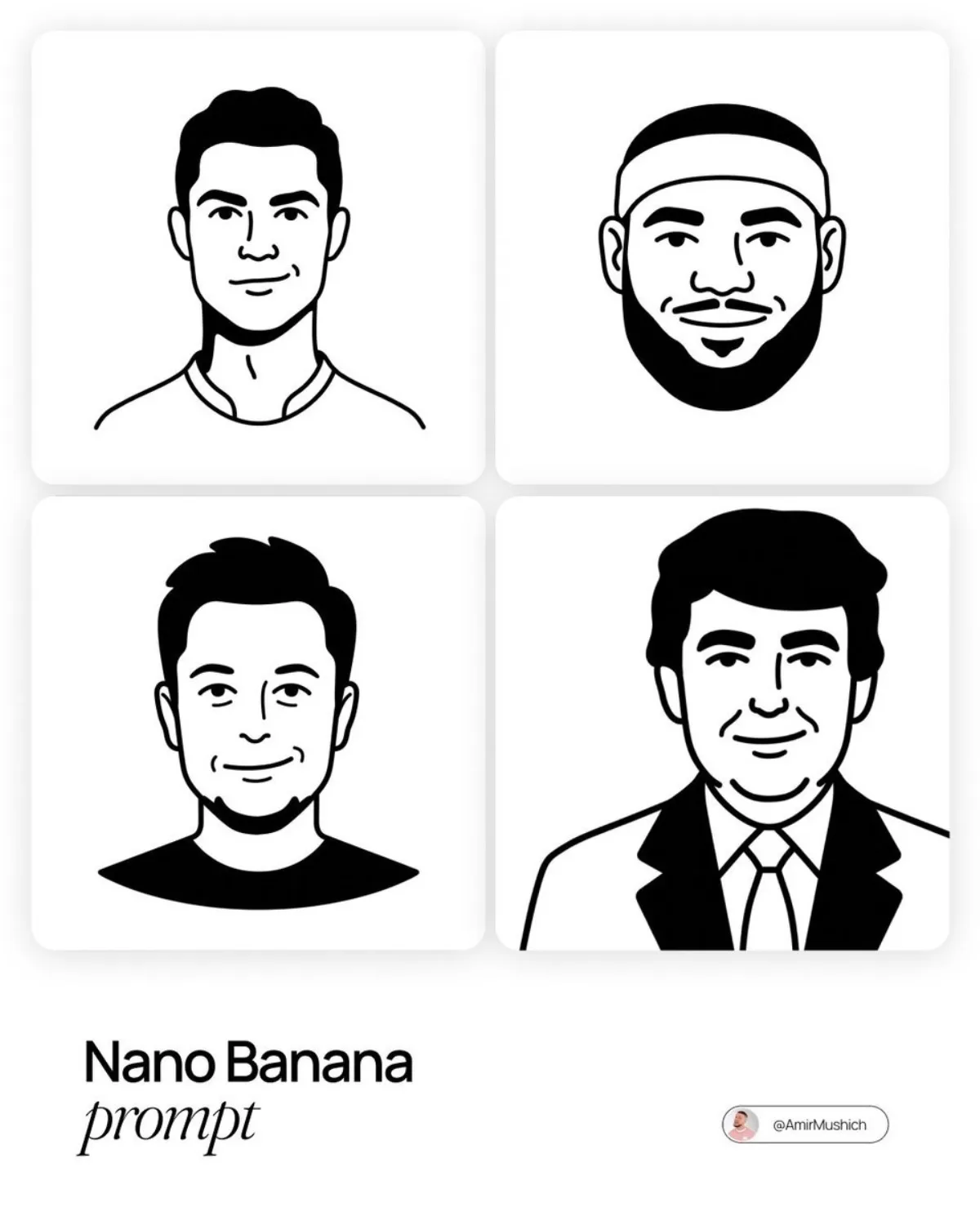 A Refined Minimalist Black and White Vector Portrait Illustration