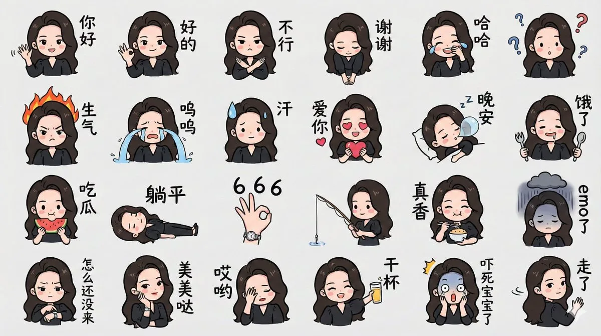 彩色手绘风格表情包