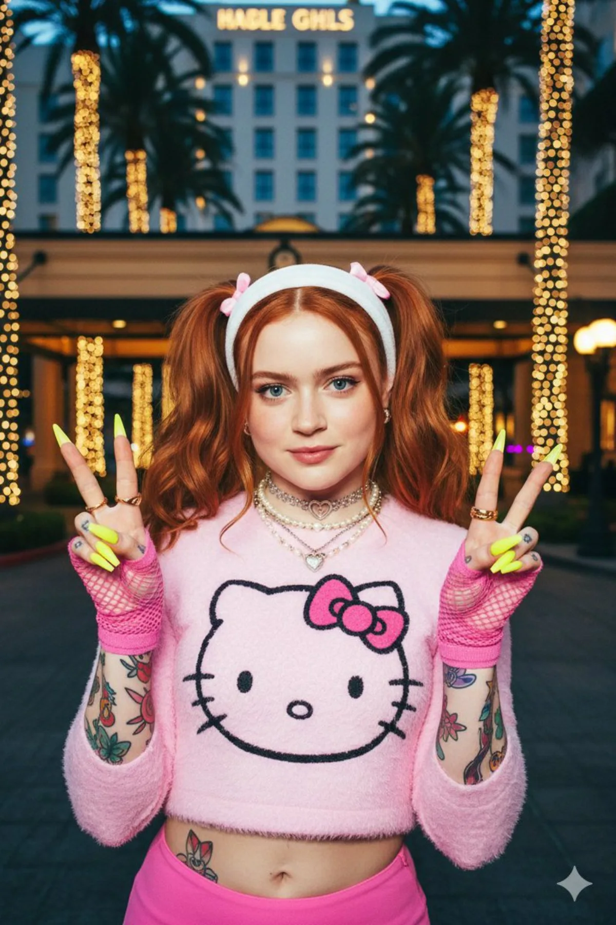Stylized Y2k Ginger Pigtails Street Snap
