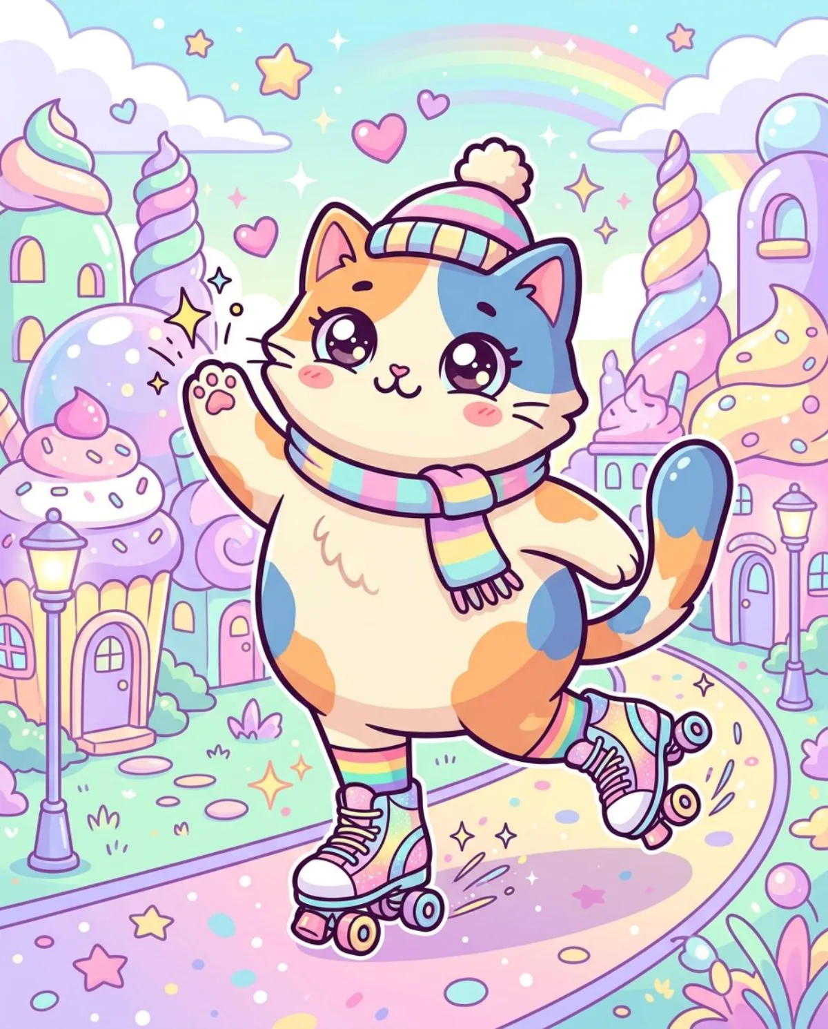 流行超现实可爱风格的轮滑猫 · 格调演绎