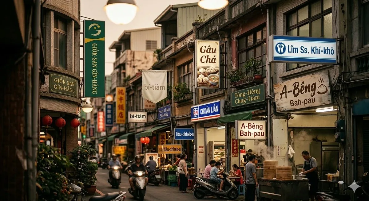 Taiwan Streetscape with Romanized Signs: A Signature Take