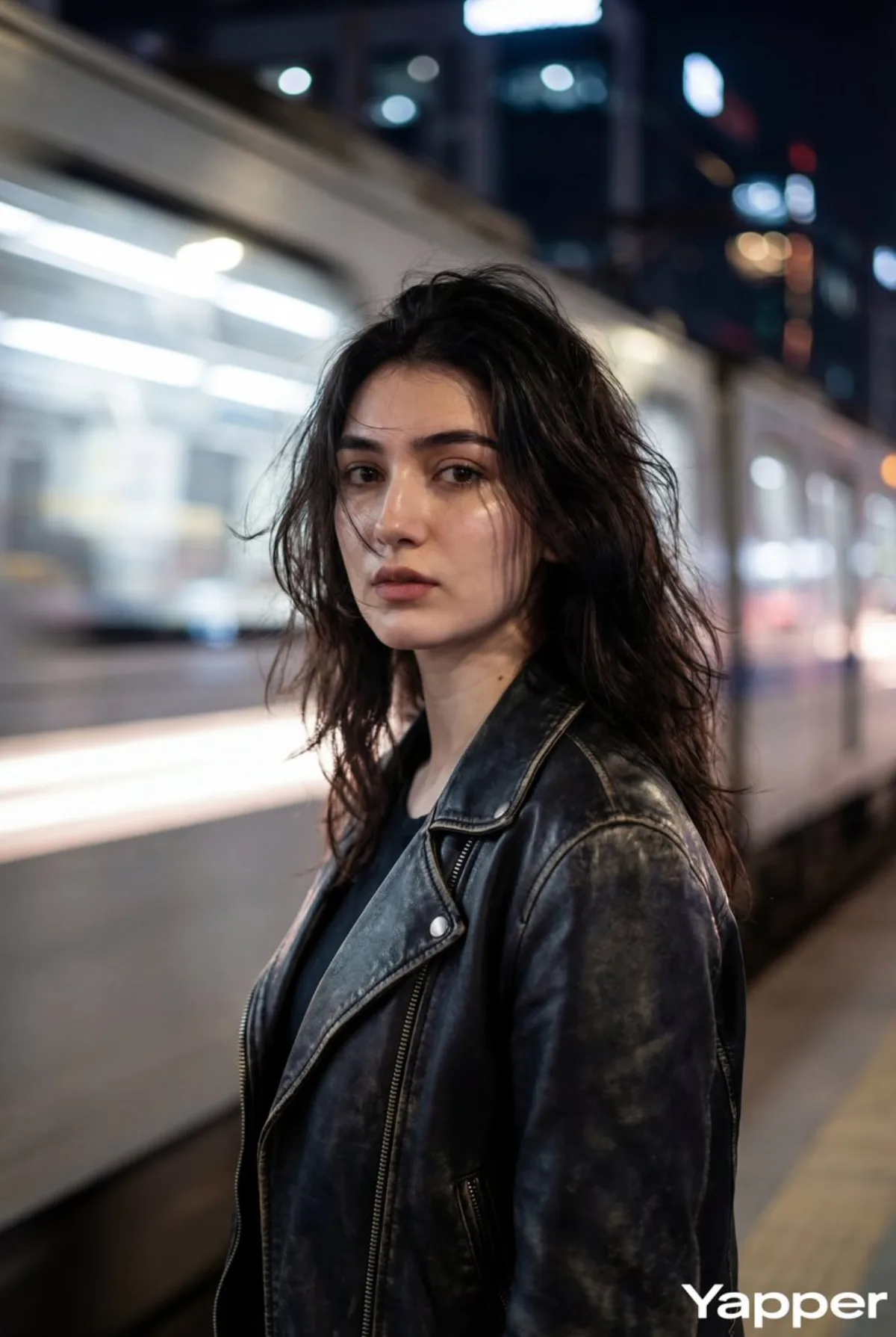 Cinematic Portrait with Train Lights (Curated)