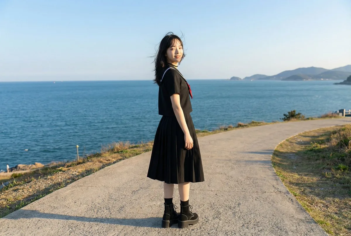 Girl in Sailor Uniform at Various Scenic Locations