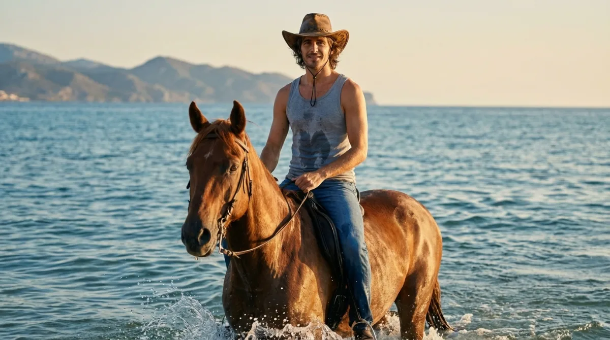 A Modern Man on Horseback in Shallow Waters