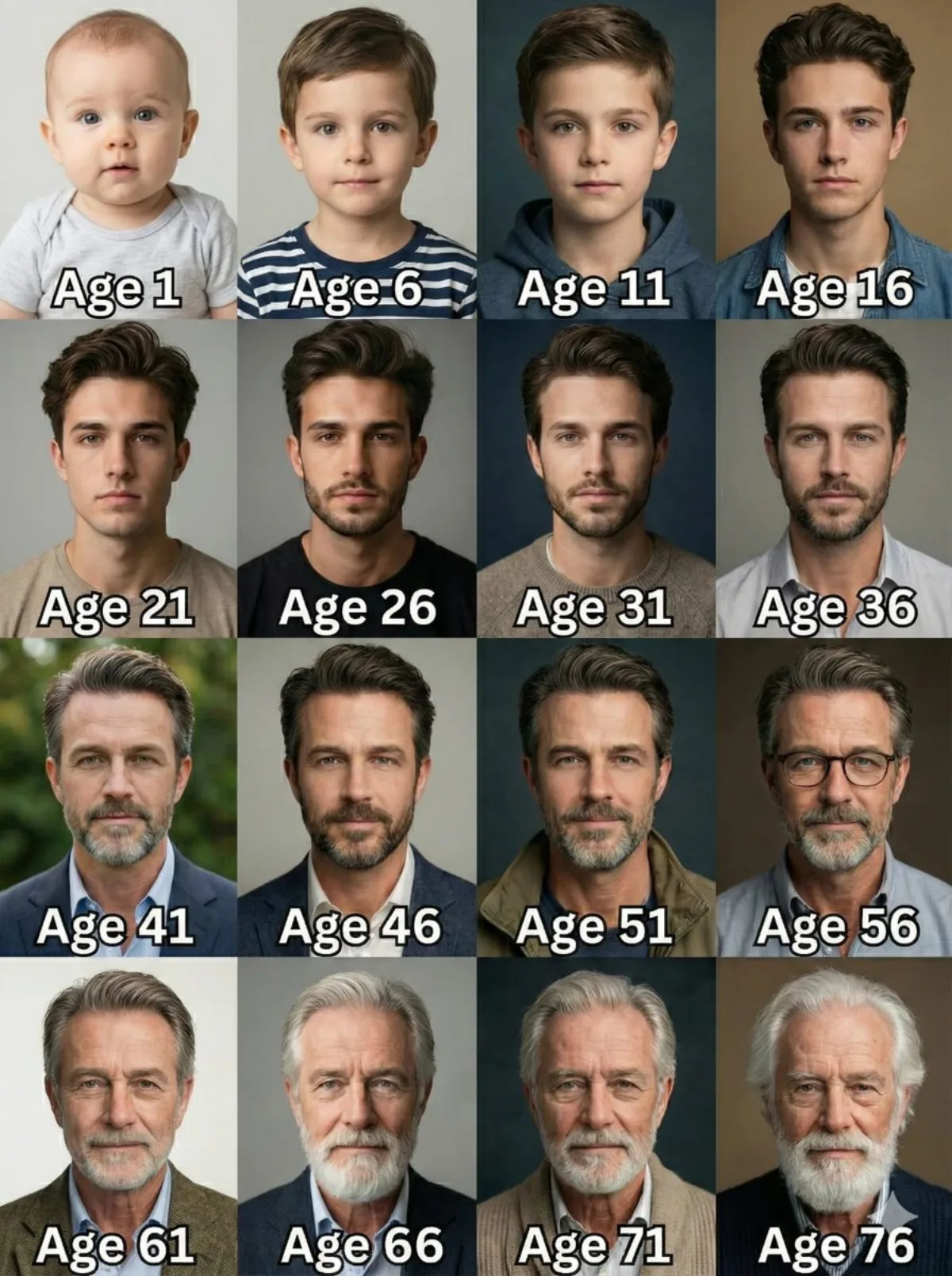 Lifespan Grid Nano Banana Pro Age Progression