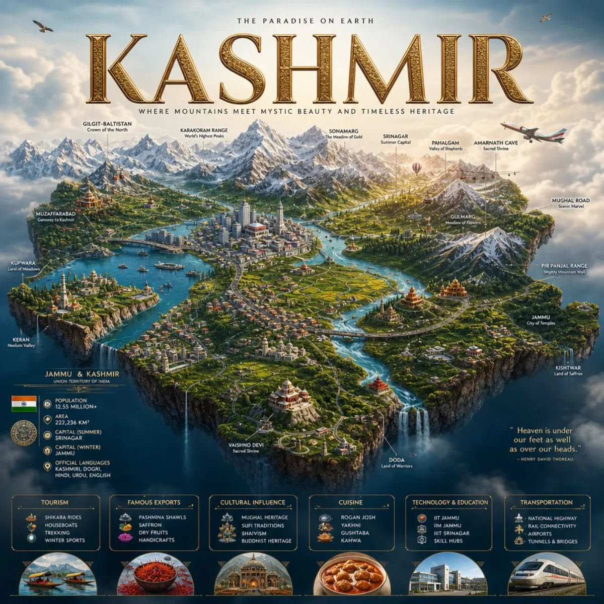 Modern Kashmir Miniature Floating Island Map