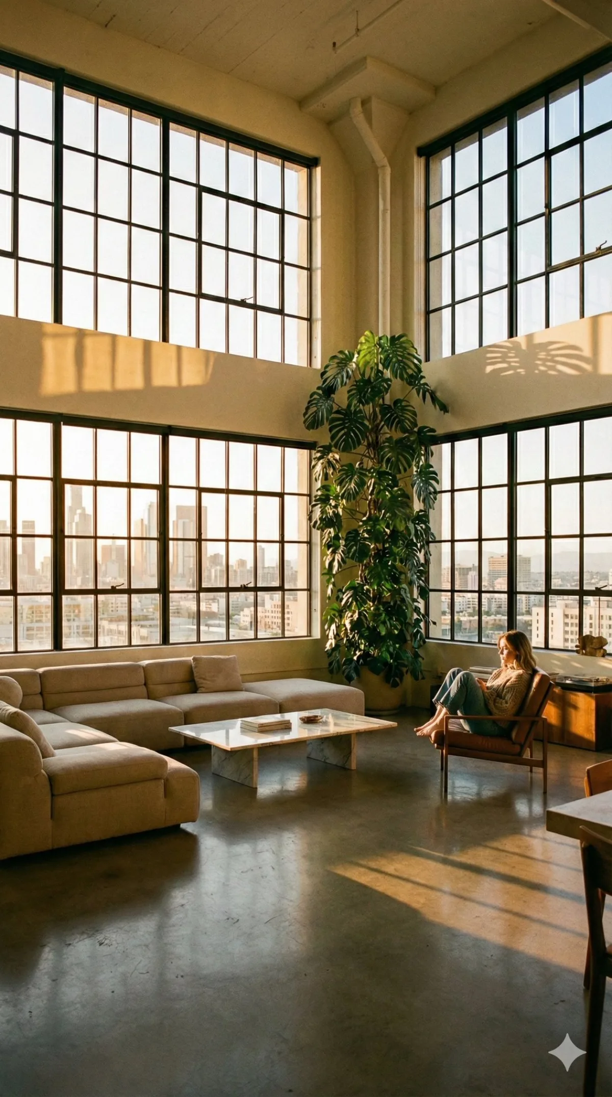 A Hero Modern Minimalist Loft in Evening Sunlight