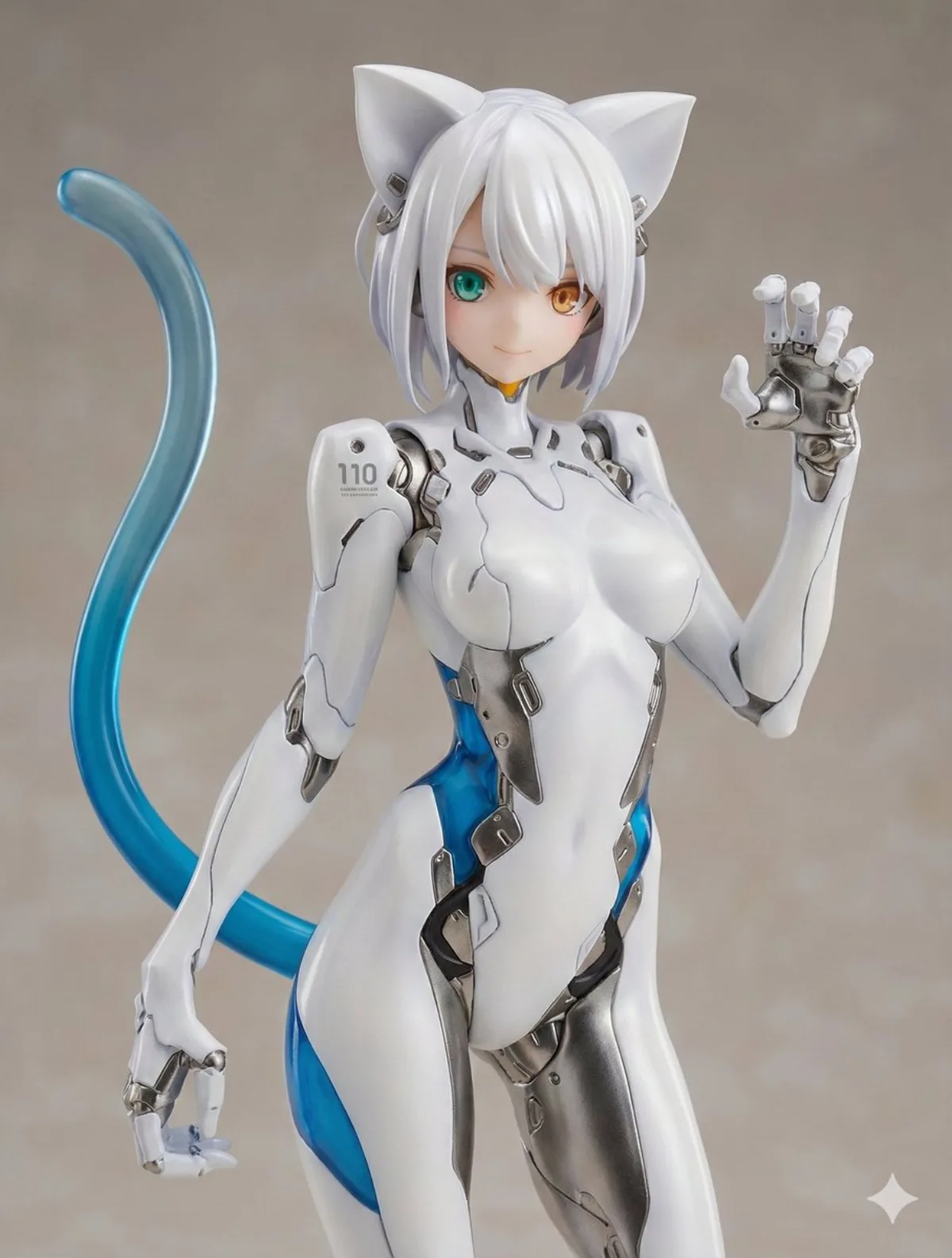 White Cat Cyborg Girl Figure