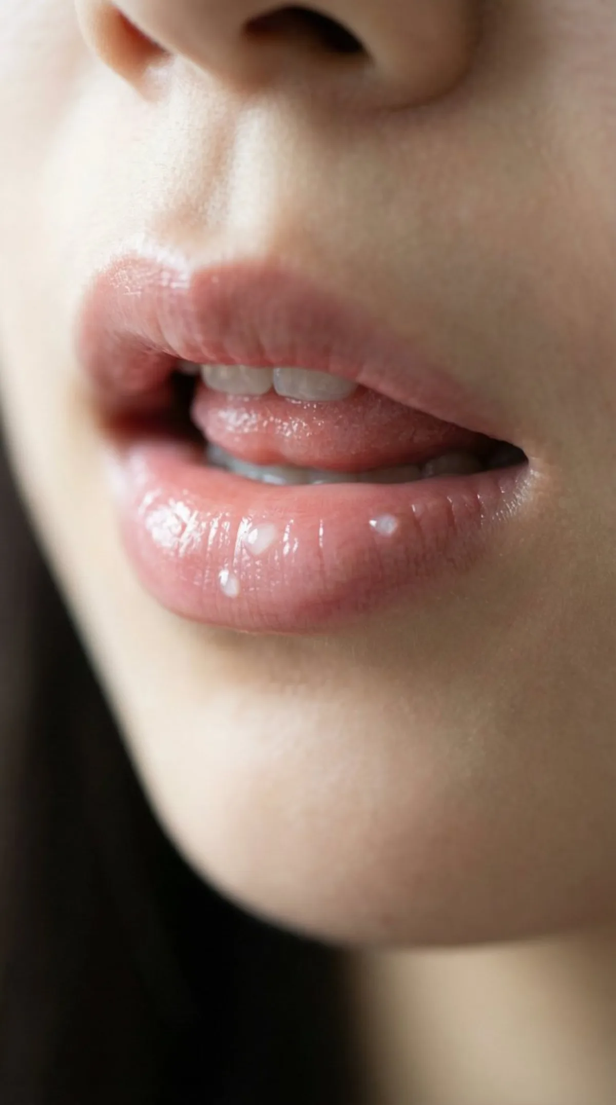 Realistic East Asian Natural Lips Close-up