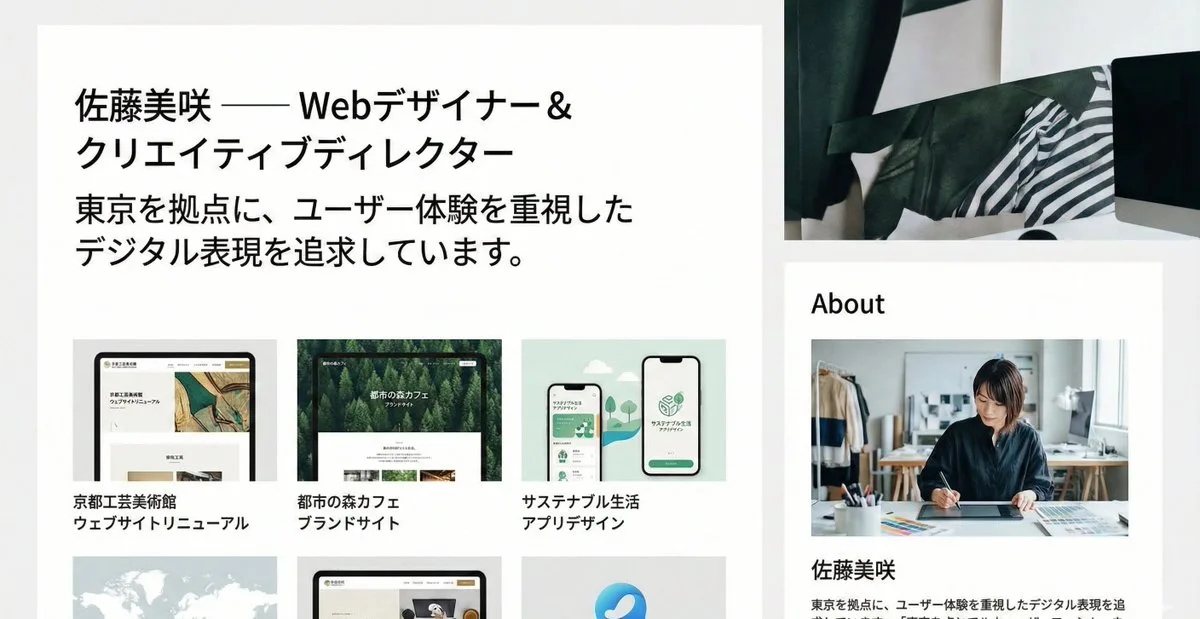 Portfolio image prompt for a fictional web designer: A Curated Take