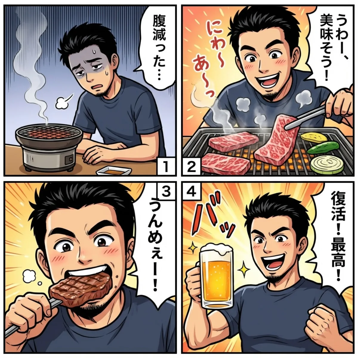 Yakiniku power-up manga for a character (Crafted)