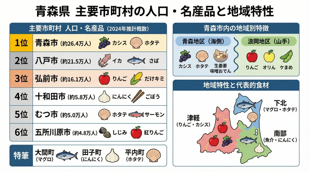 Aomori municipalities infographic (implicit multi-step prompt) - Crafted Style