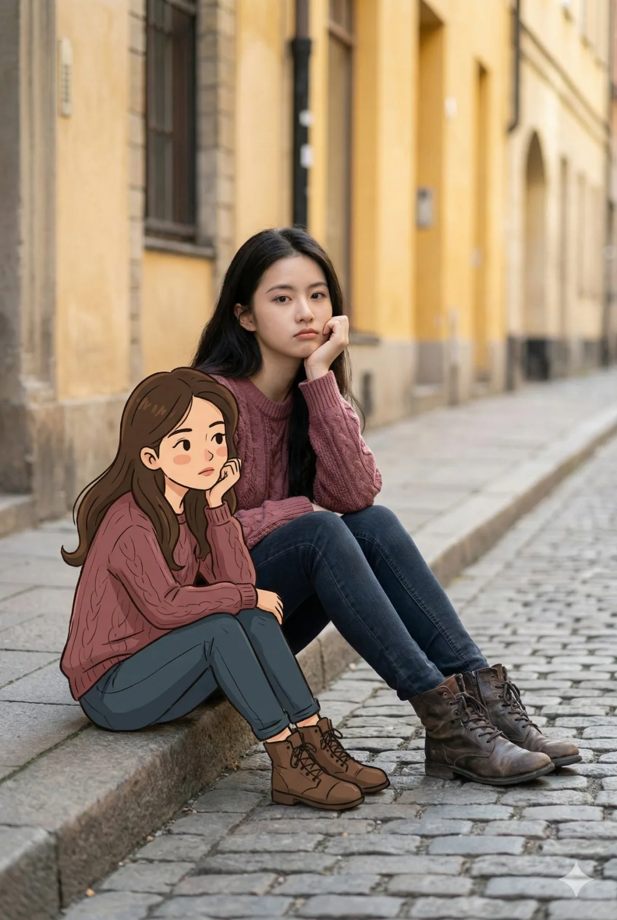 Curated Self-Portrait with Cartoon Version