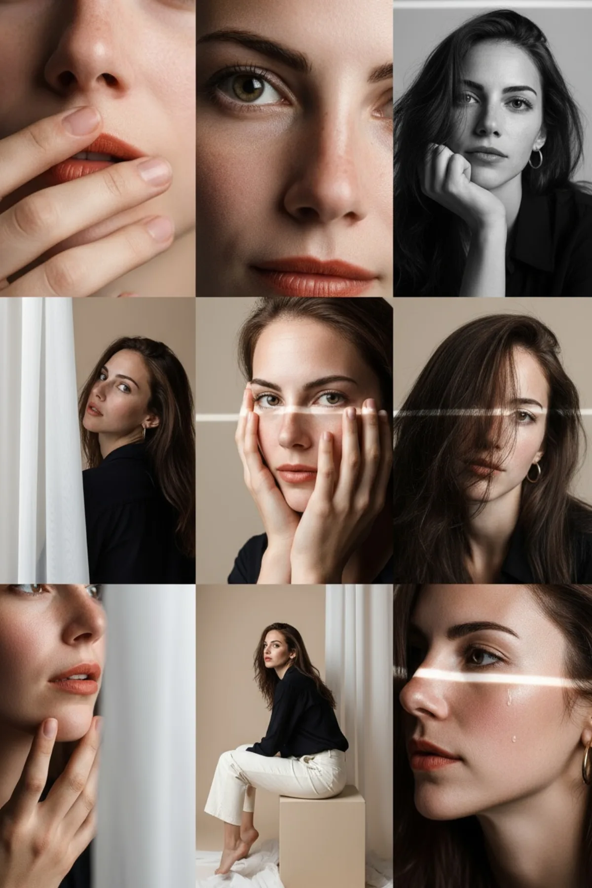 3x3 Photos in Clean Soft Beige Studio: A Refined Take