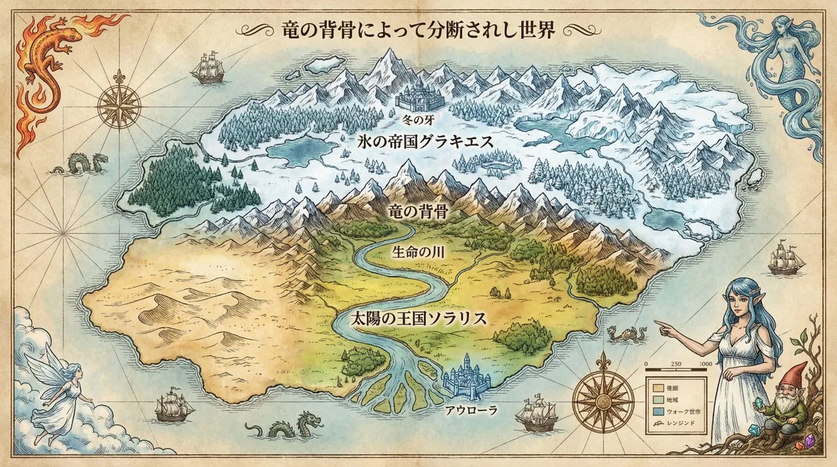 Fantasy Continent Divided by Dragon’s Spine