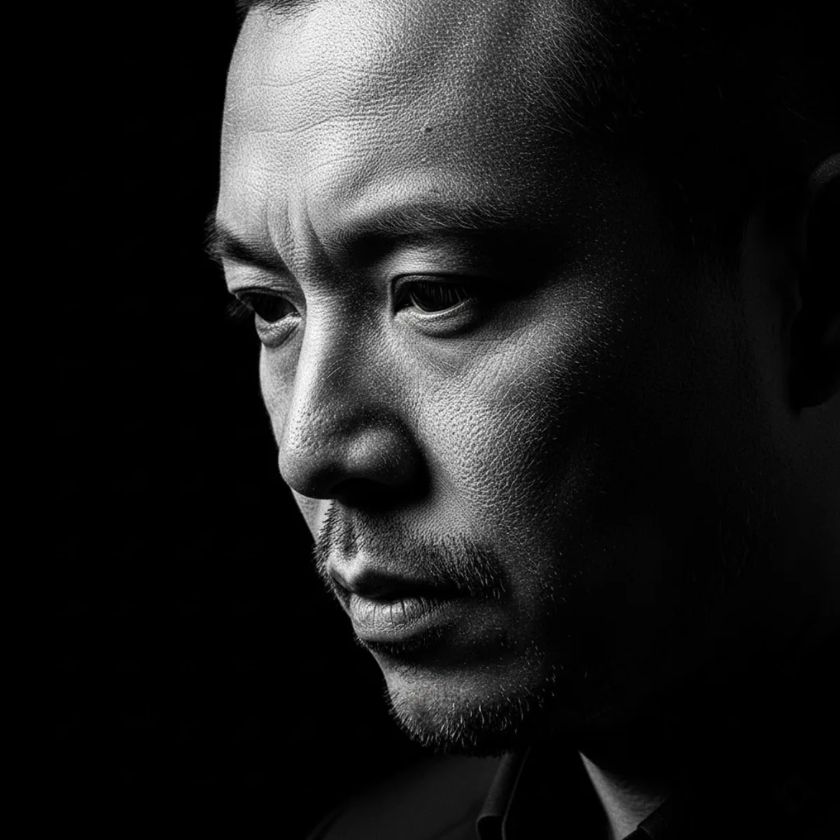 格调风高对比木刻风格男子肖像