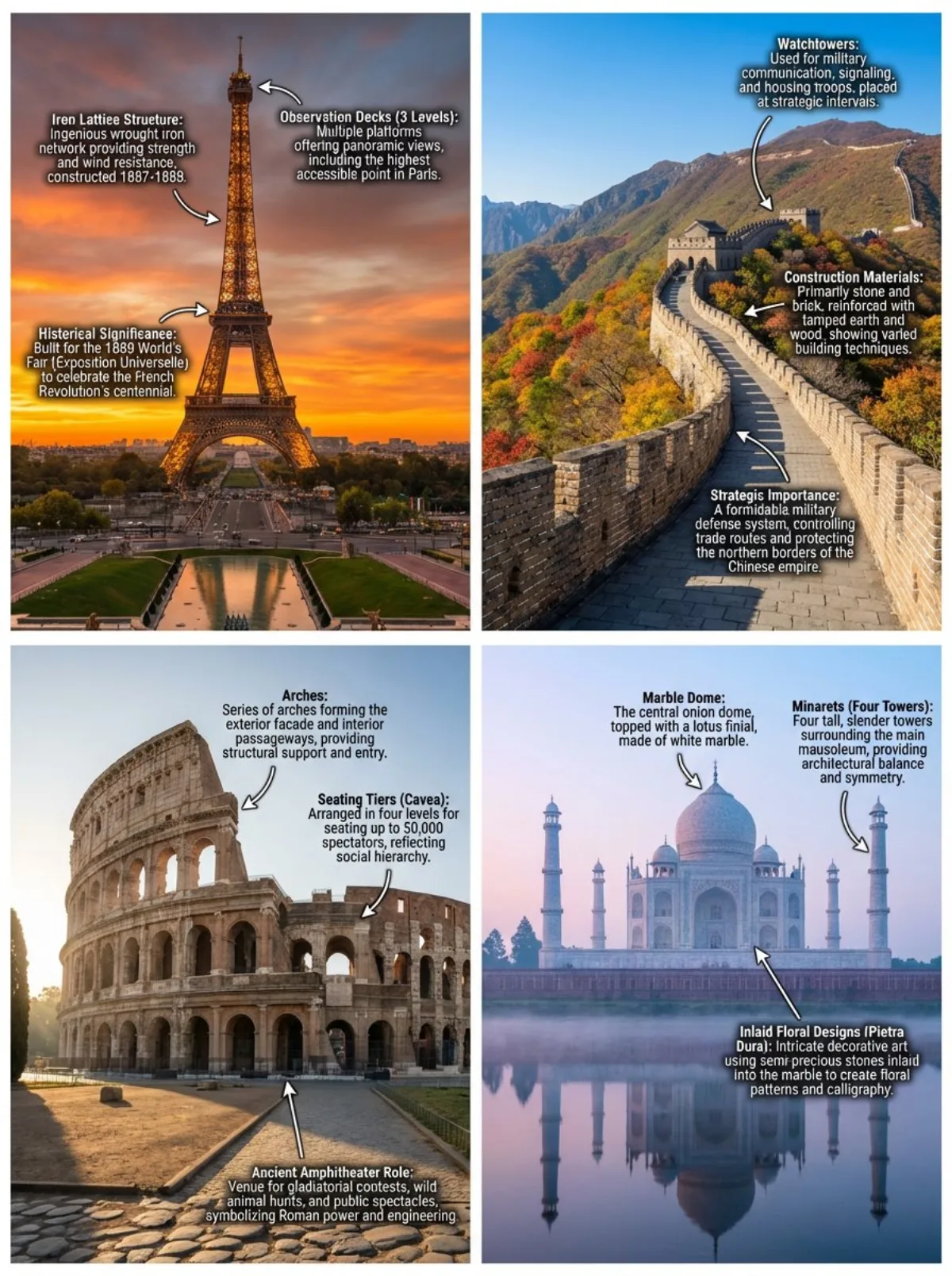 Editorial Annotated landmark images with overlaid descriptions