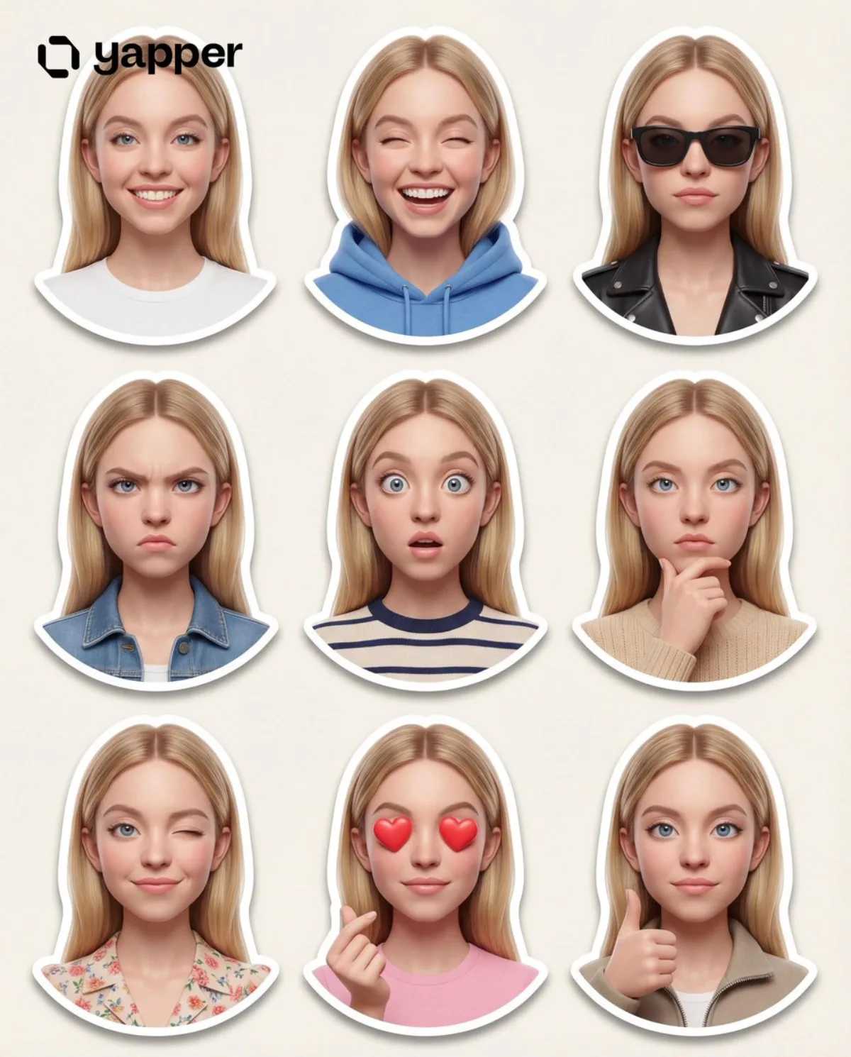 Curated Pixar-style 3D Character Sticker Set from Photo
