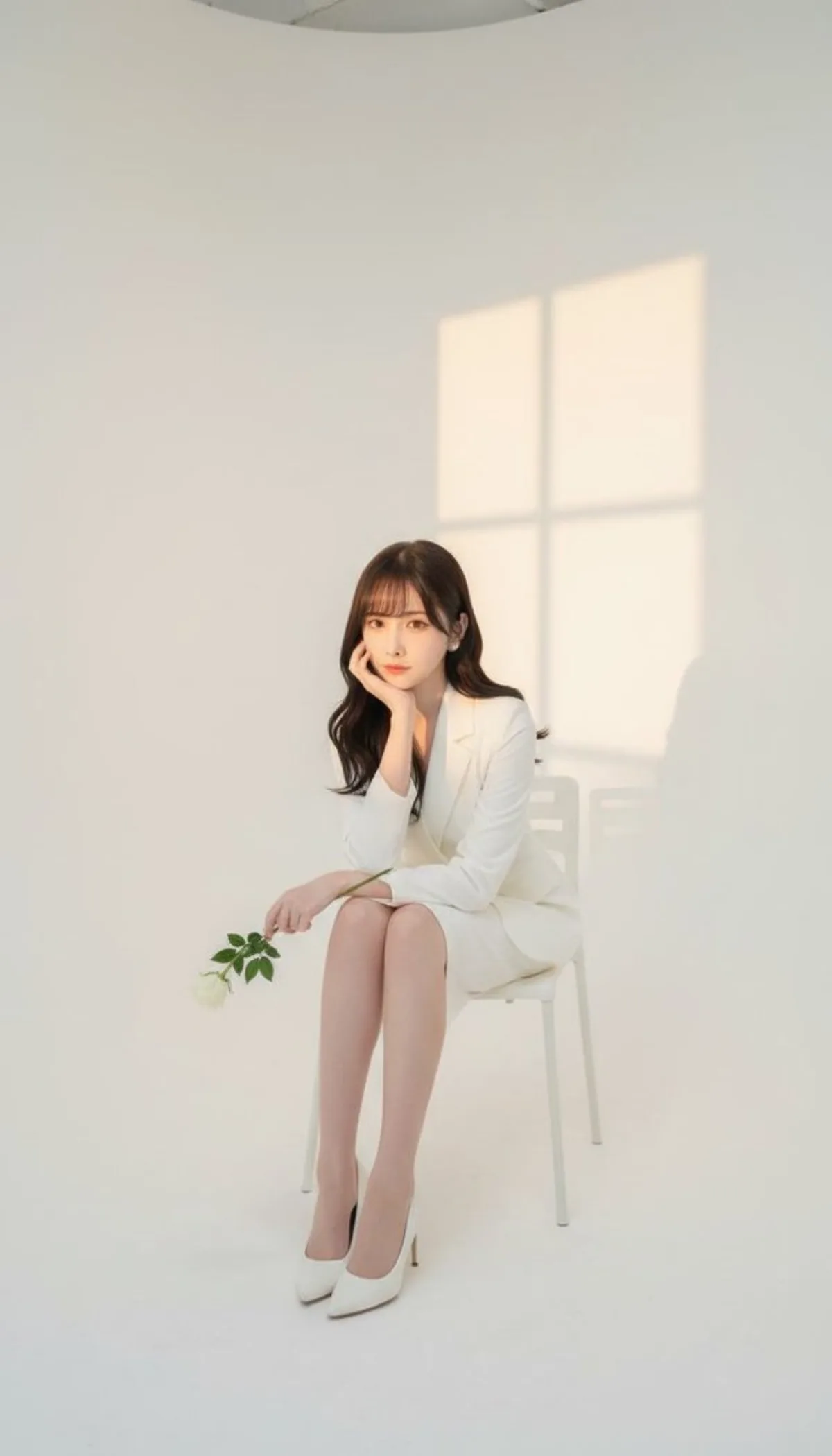 影楼拍摄女性坐在椅子上写真肖像照（高级感风格）