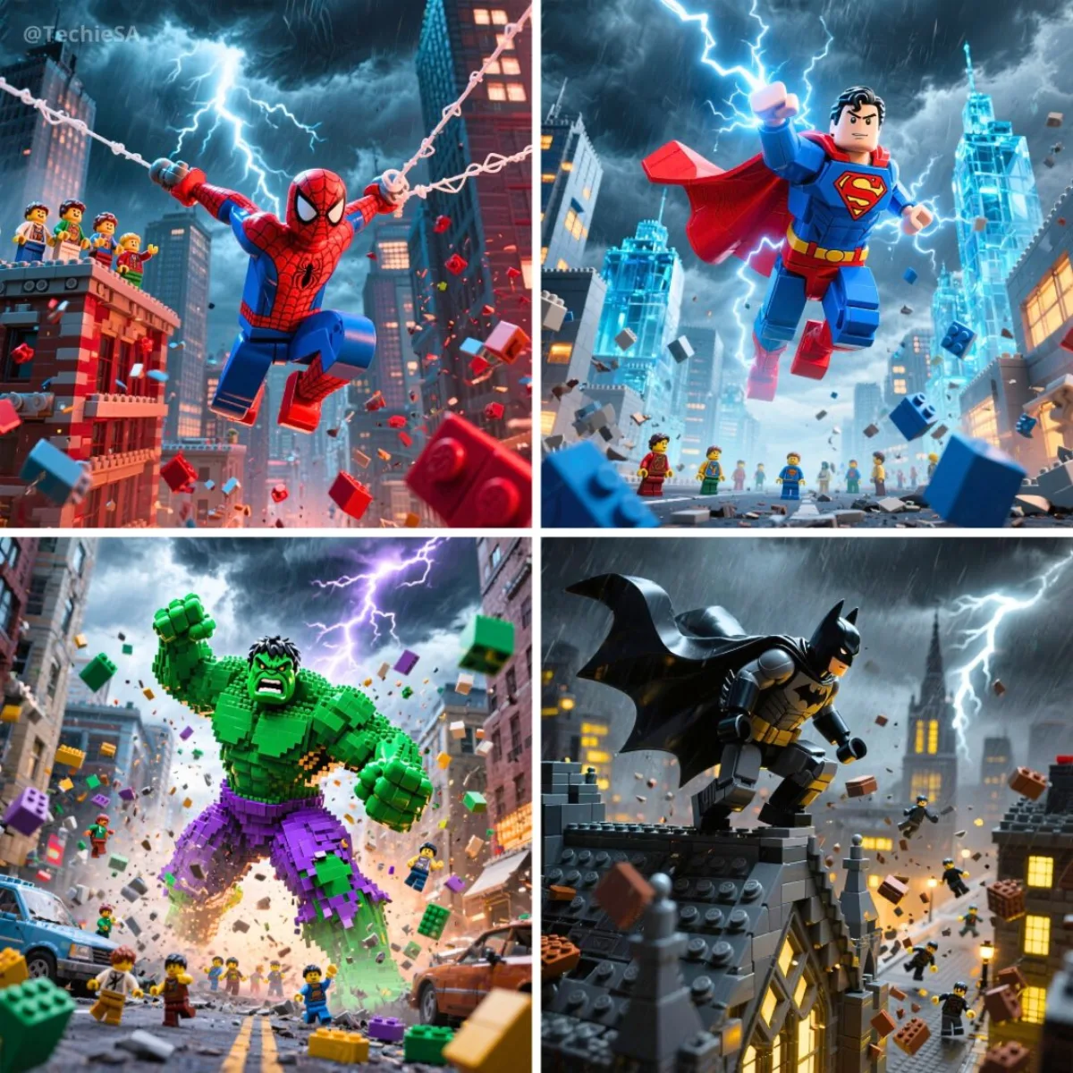 LEGO Superheroes in Dynamic Action Poses