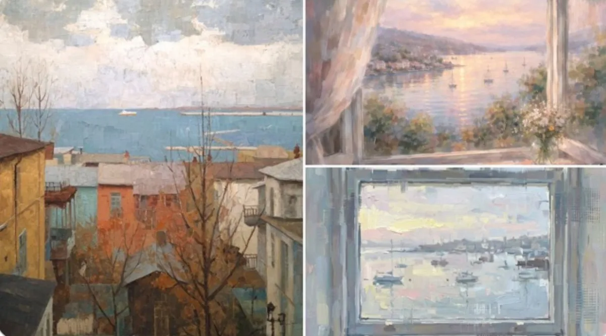 Bay View from Window - Impressionistic Oil Painting