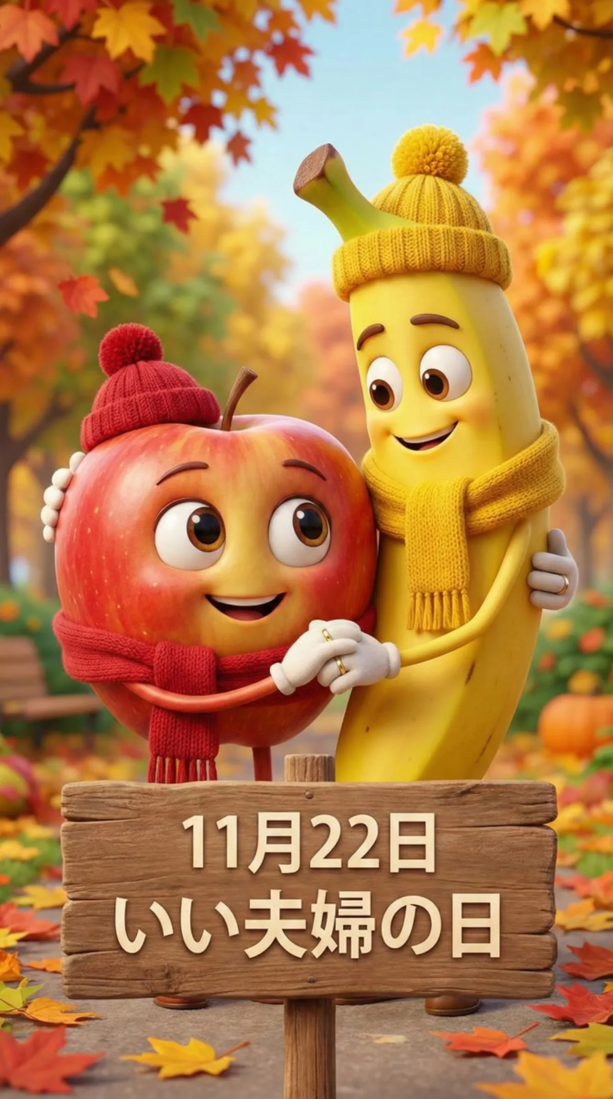Personified apple and banana couple prompt: A Refined Take
