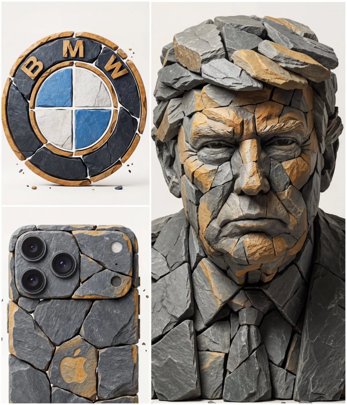 Surreal Figures in Stone Fragments (Curated)