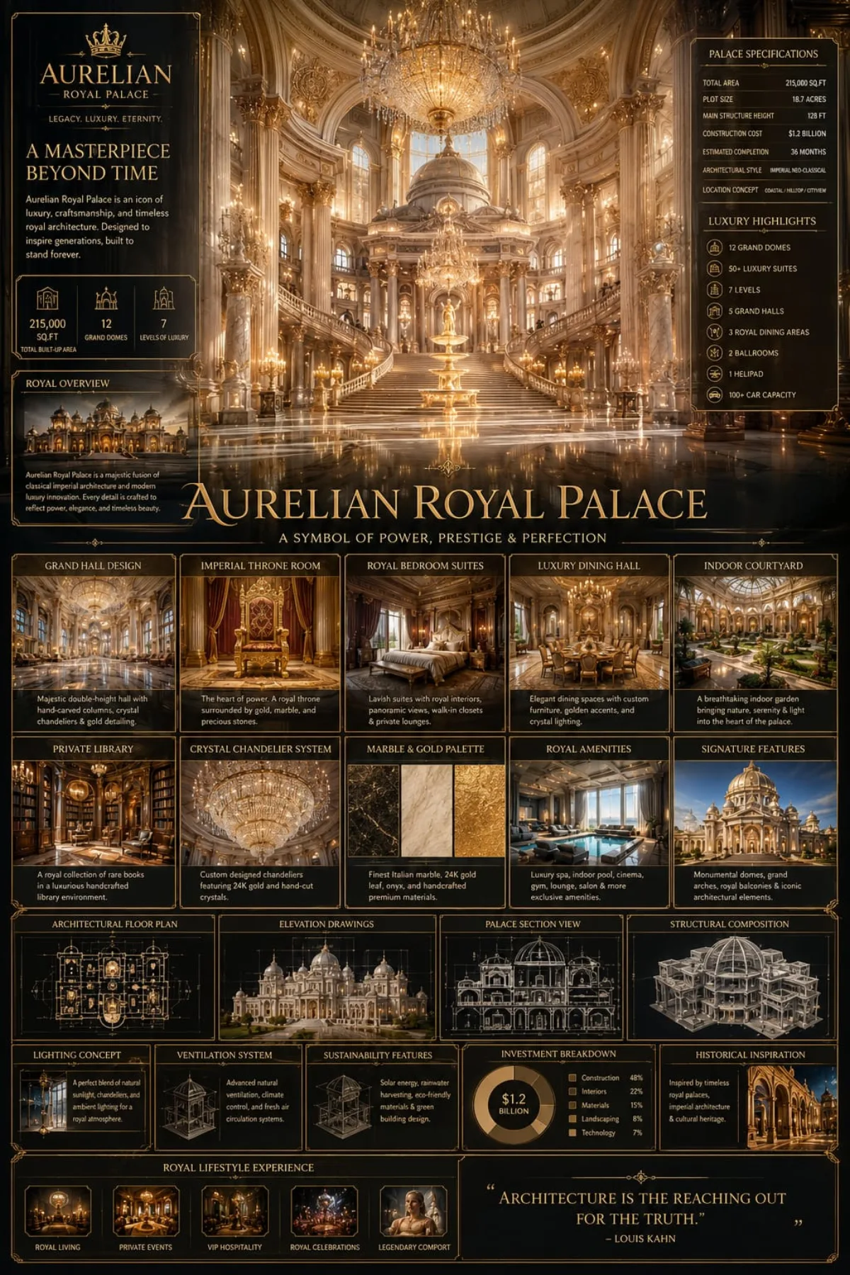 Editorial Luxury Royal Palace Infographic Poster