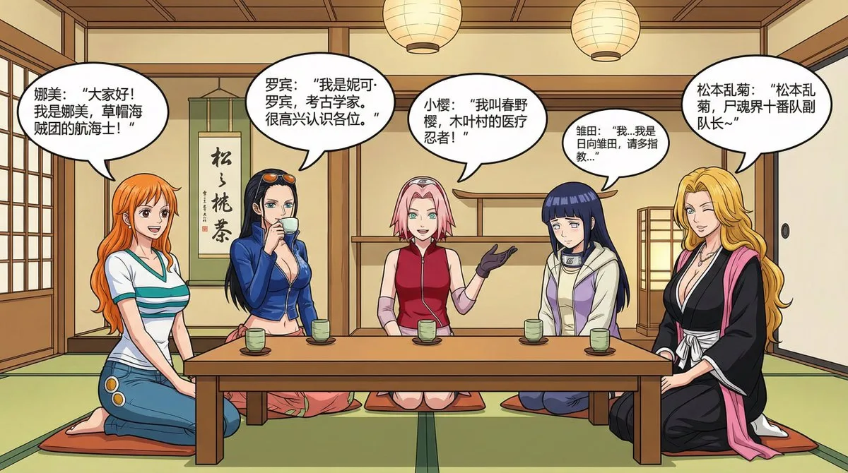 Comic of multiple anime girls
